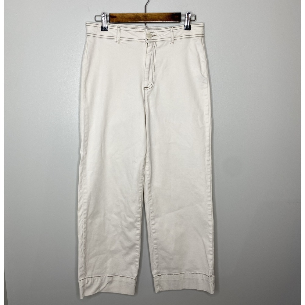 Bagatelle Jeans Women's Wide Leg Cropped Pants Size 8 Cream Cotton Stretch